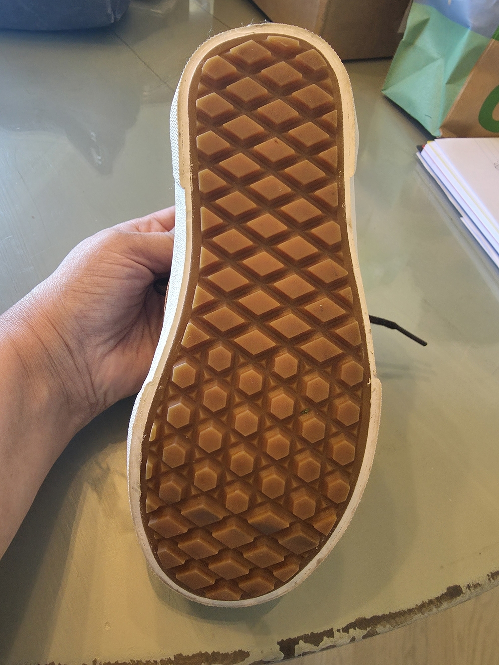 Vans Kids High-Top Sneakers in Gold with Black Laces - Picture 8 of 9
